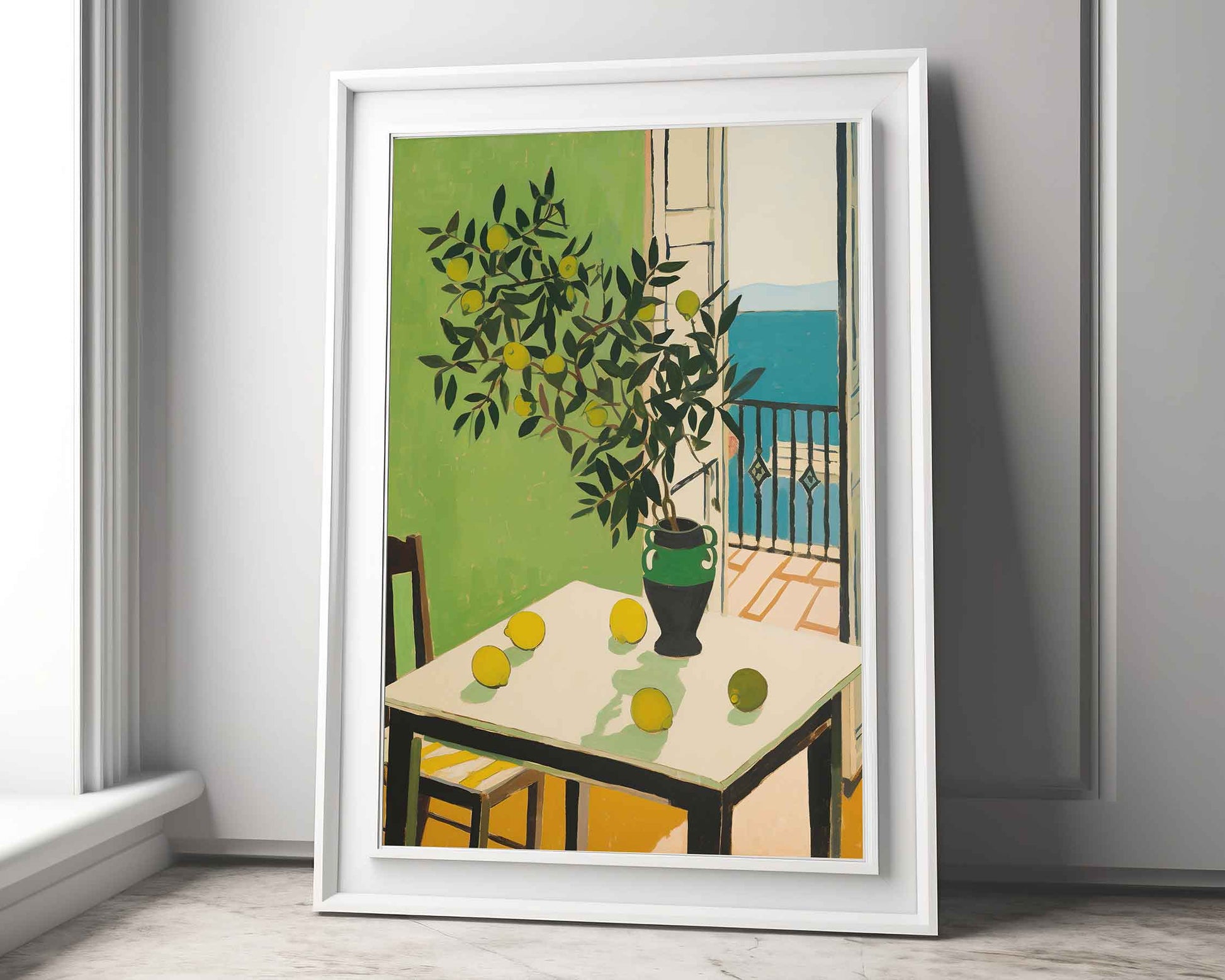 Framed Image of Matisse Style Wall Art Poster Green Themed Print Oil Paintings