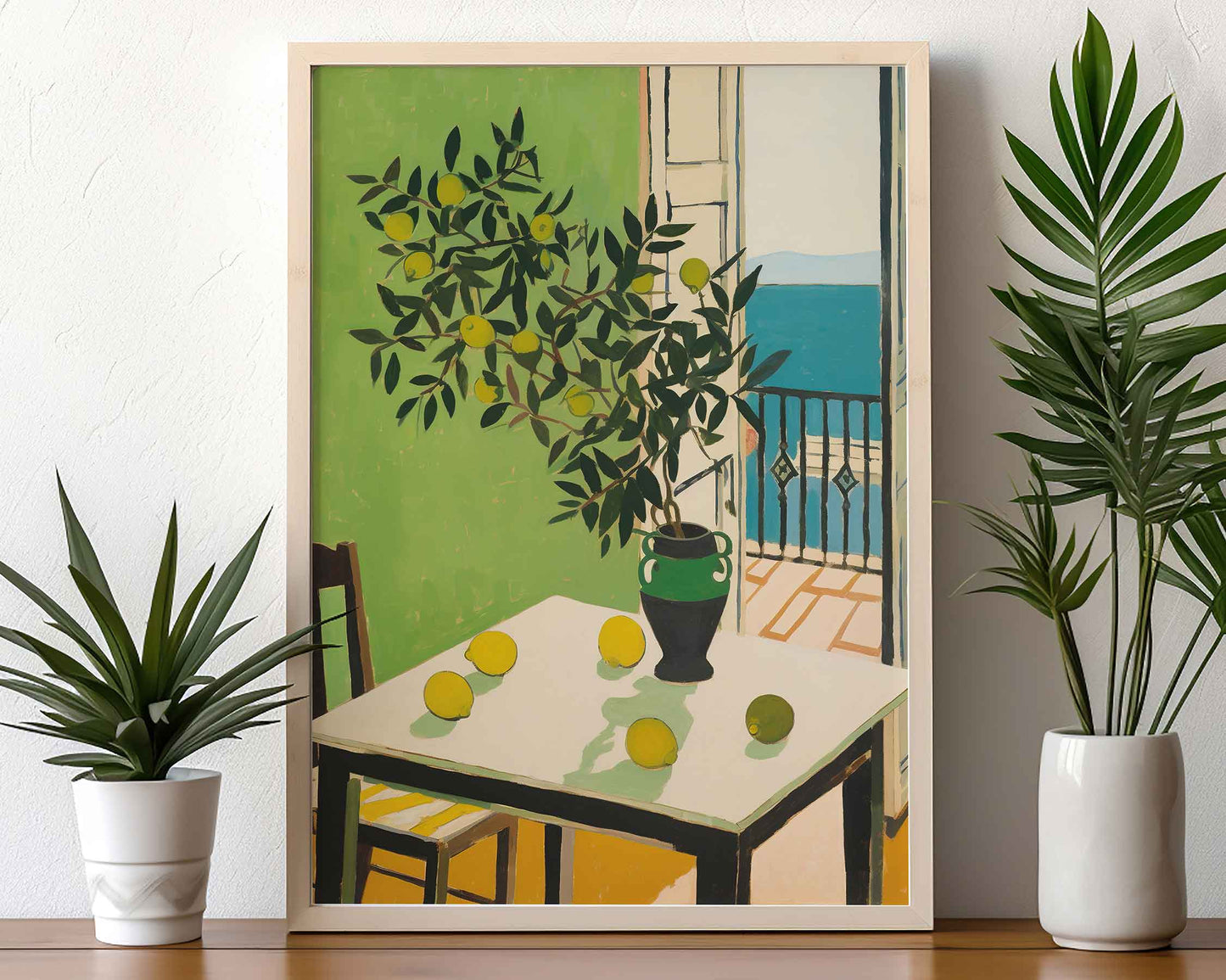 Framed Image of Matisse Style Wall Art Poster Green Themed Print Oil Paintings