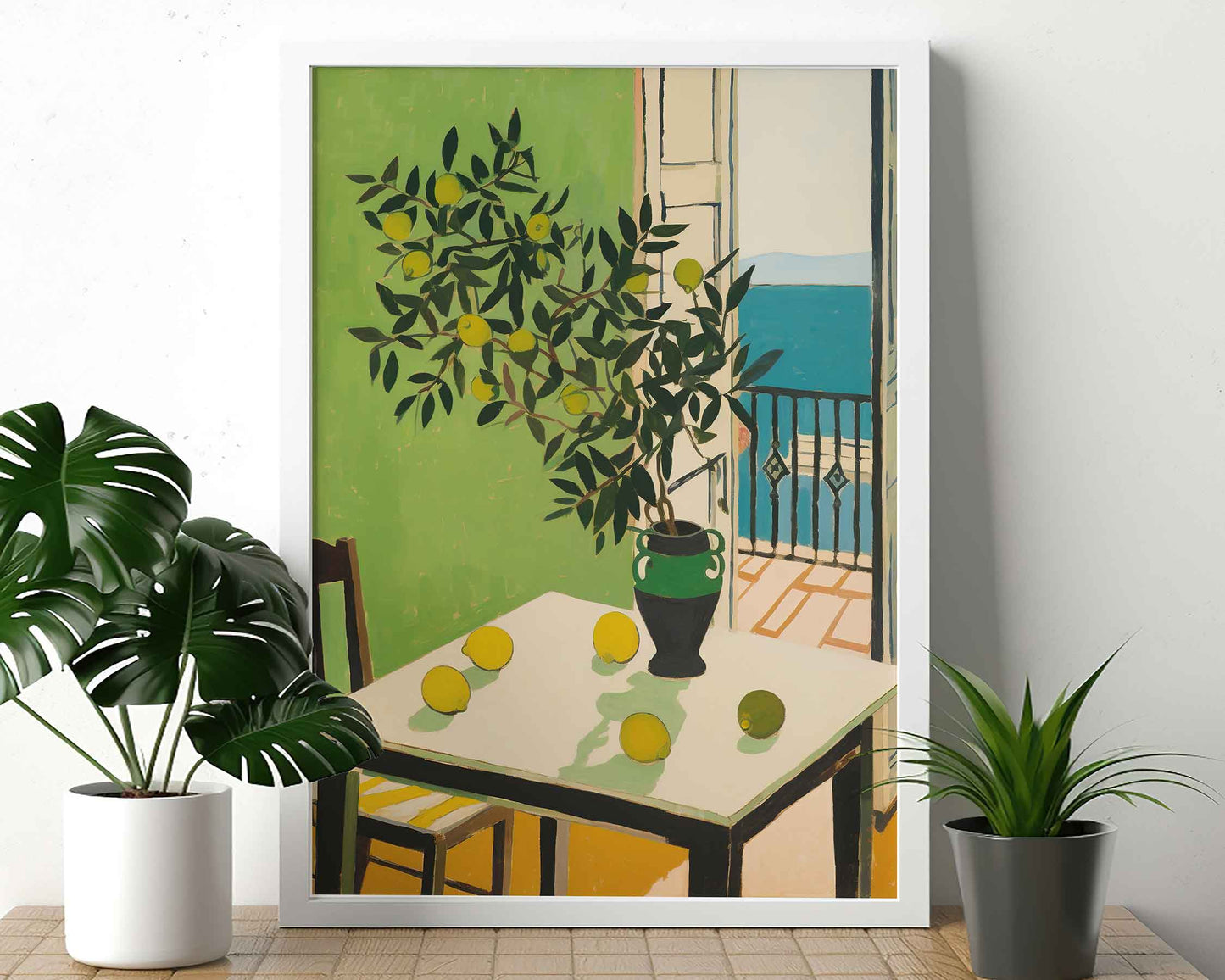 Framed Image of Matisse Style Wall Art Poster Green Themed Print Oil Paintings