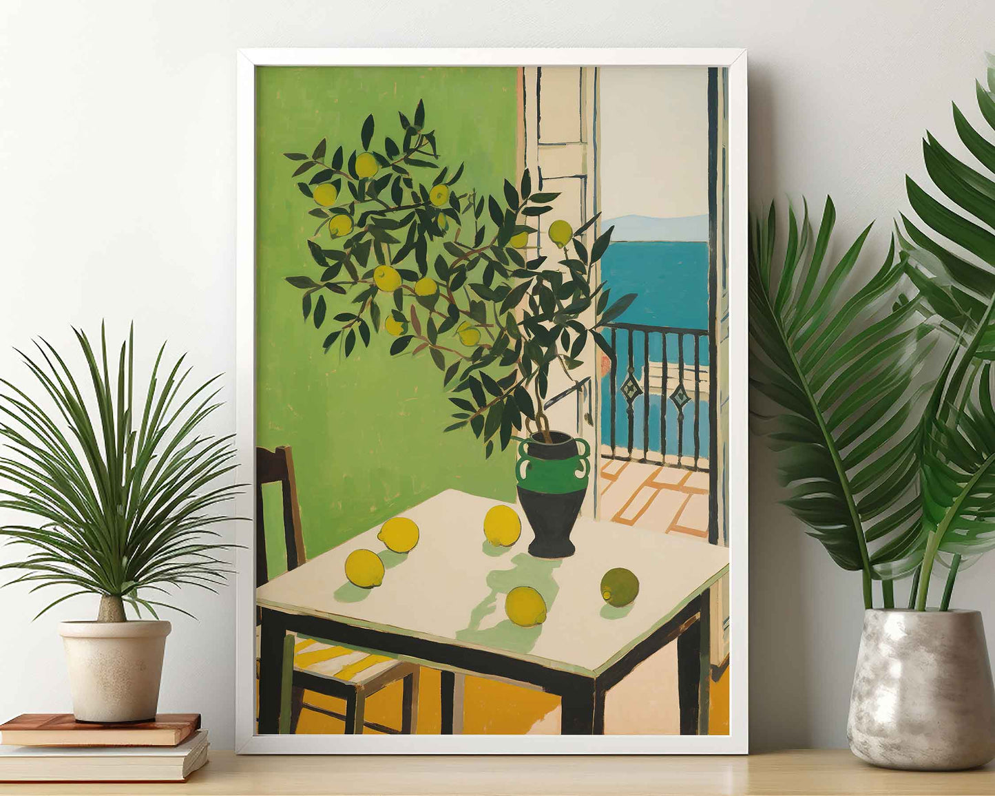 Framed Image of Matisse Style Wall Art Poster Green Themed Print Oil Paintings