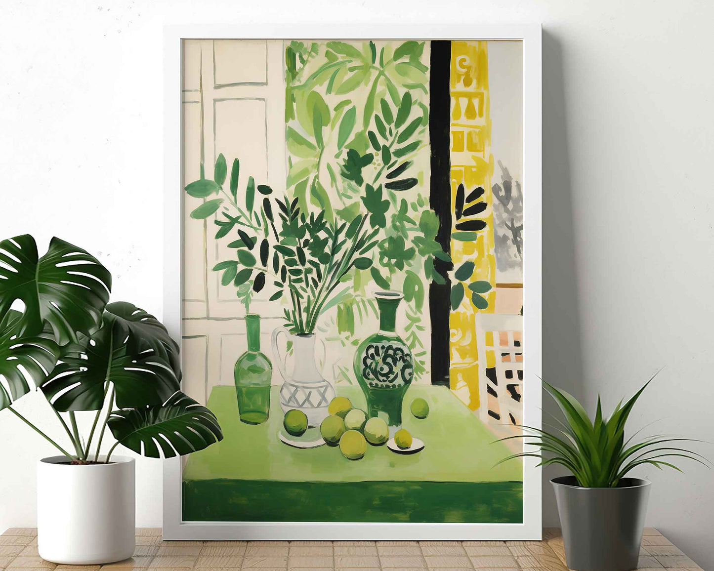 Framed Image of Matisse Art Style Wall Print Poster Green Themed Oil Paintings