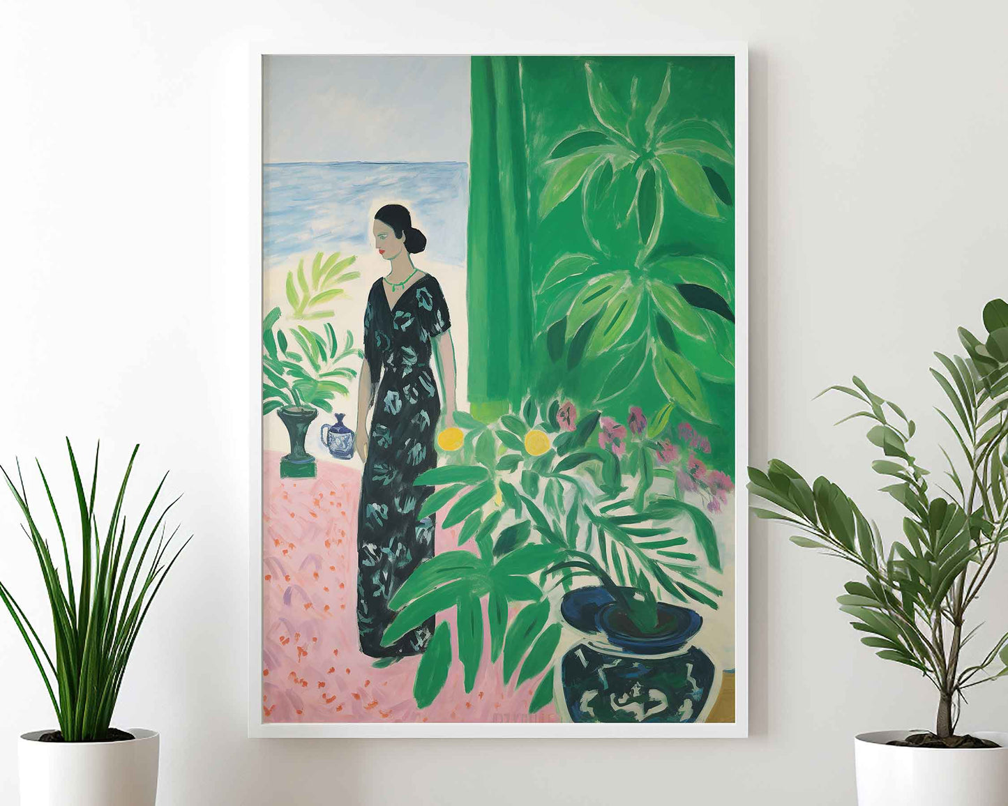 Framed Image of Matisse Wall Art Style Poster Print Green Themed Oil Paintings