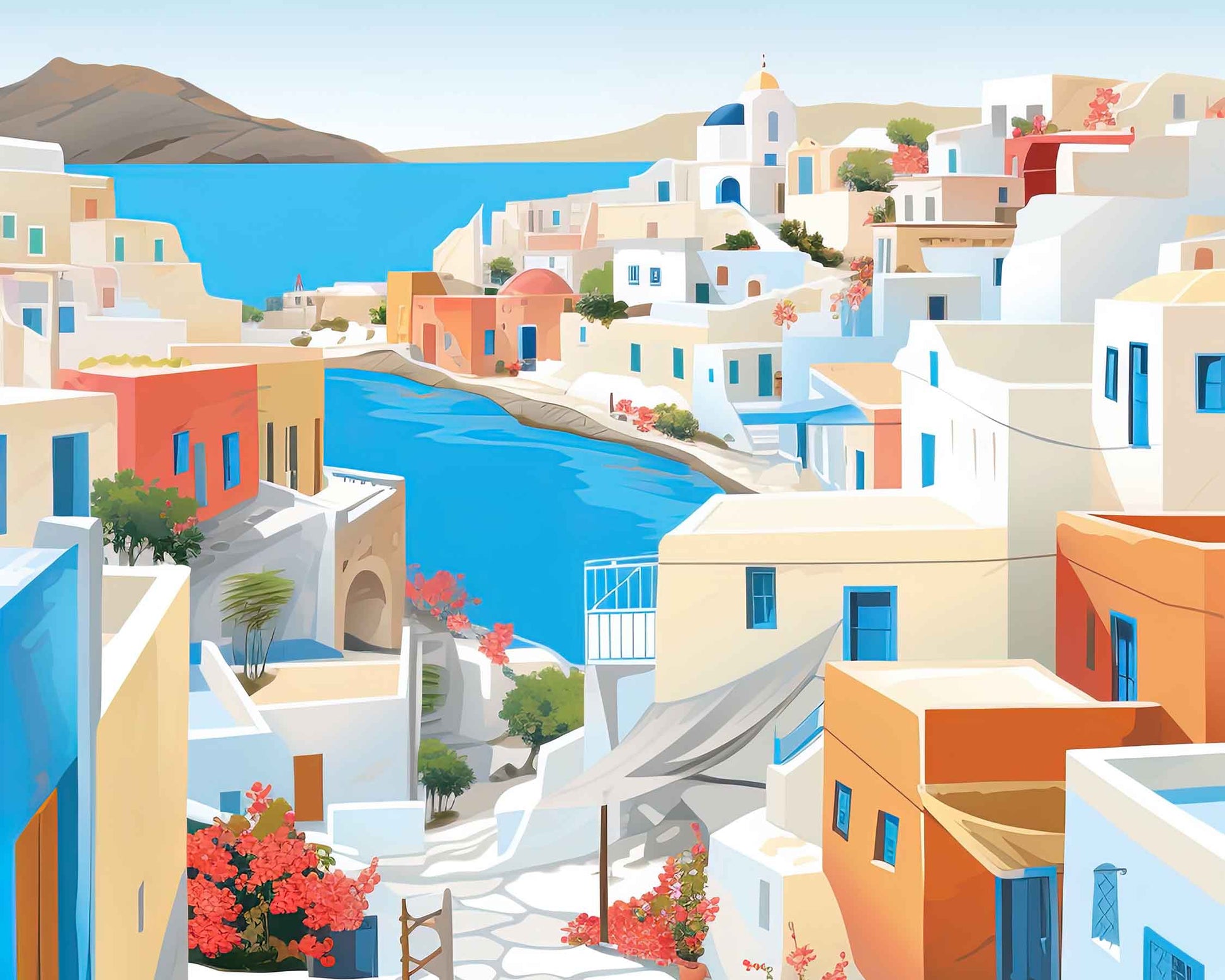 Framed Image of Island of Crete, Greece Travel Poster Print Wall Art