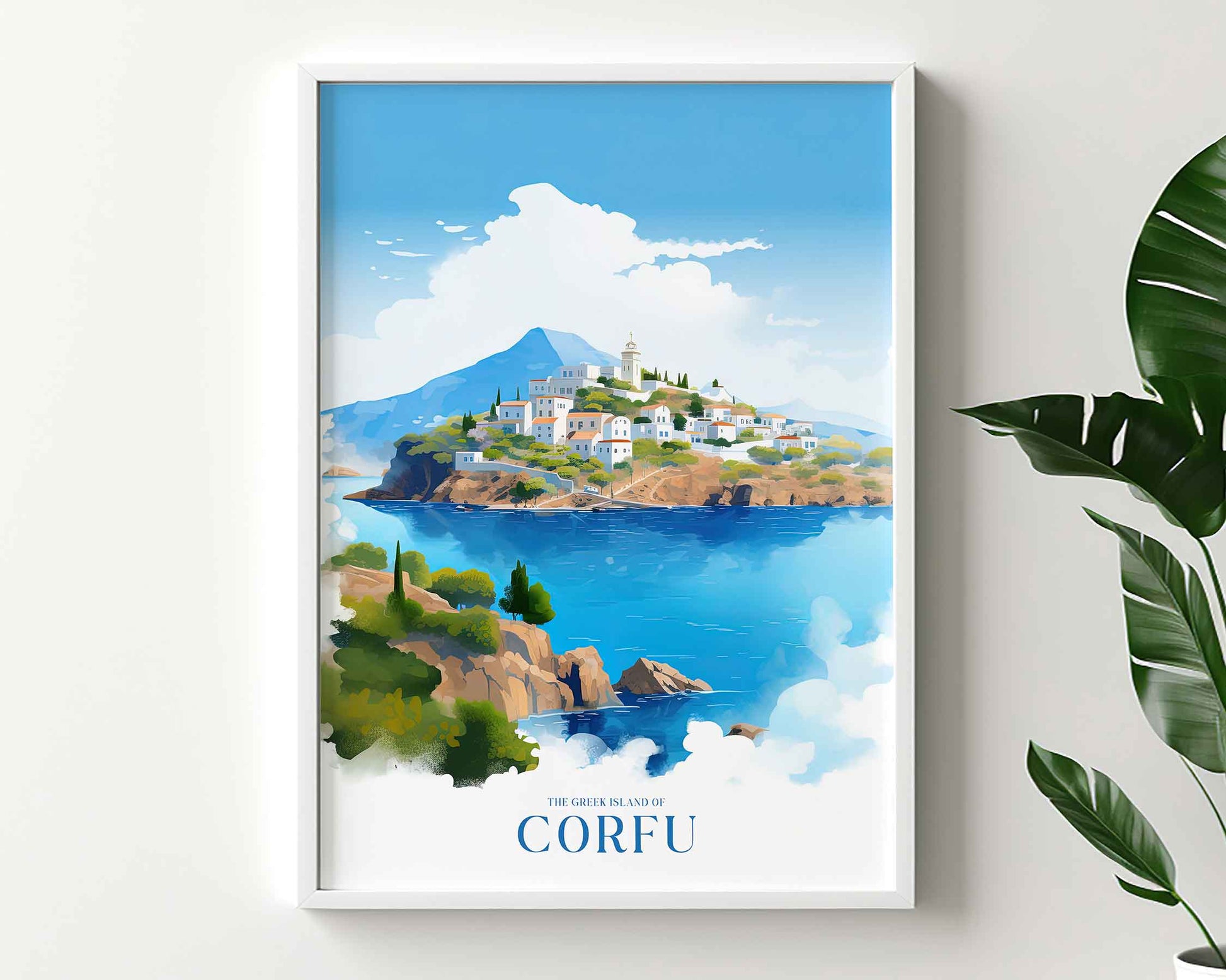 Framed Image of Corfu Greek Island Travel Poster Wall Art Print