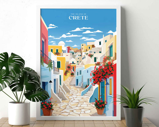 Framed Image of Crete Greek Island Travel Poster Wall Art Print