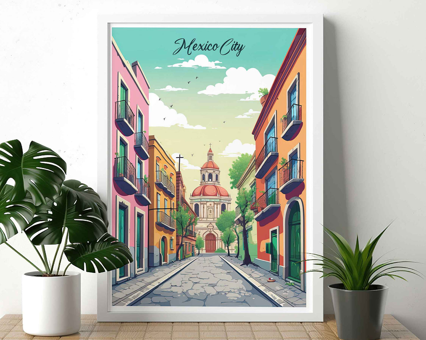 Framed Image of Mexico City Travel Posters Wall Art Prints Illustration