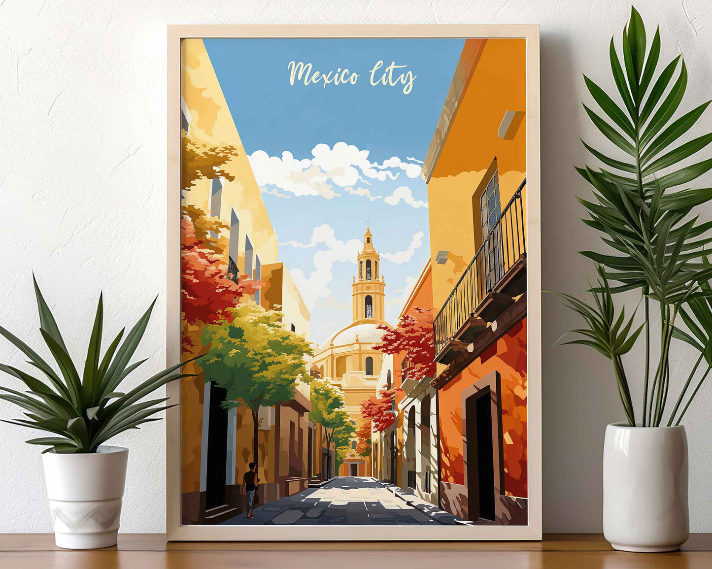 Framed Image of Mexico City Wall Art Travel Posters Illustration Prints