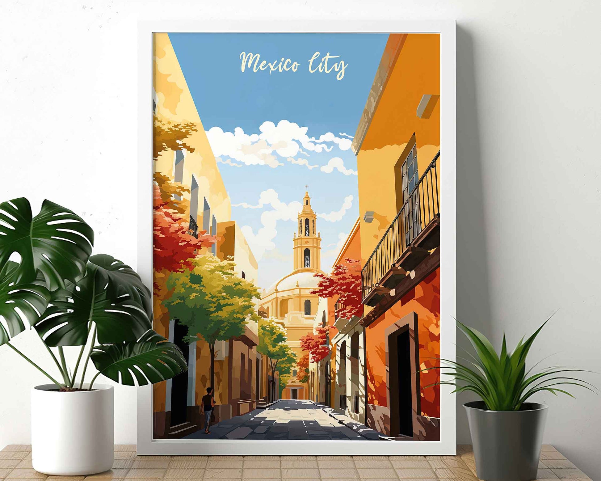 Framed Image of Mexico City Wall Art Travel Posters Illustration Prints