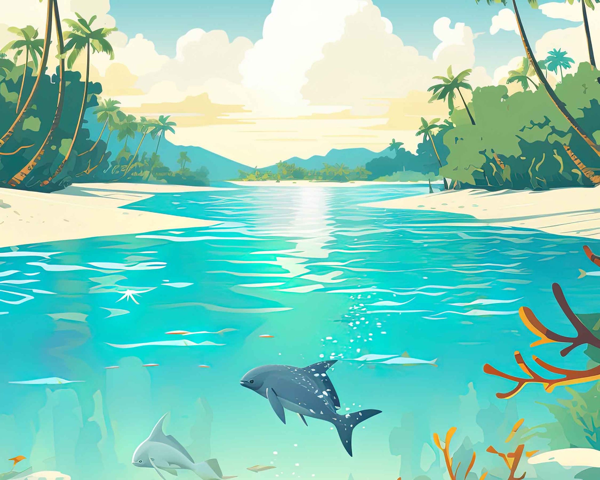Framed Image of Maldives Travel Posters Tropical Wall Art Illustration Prints