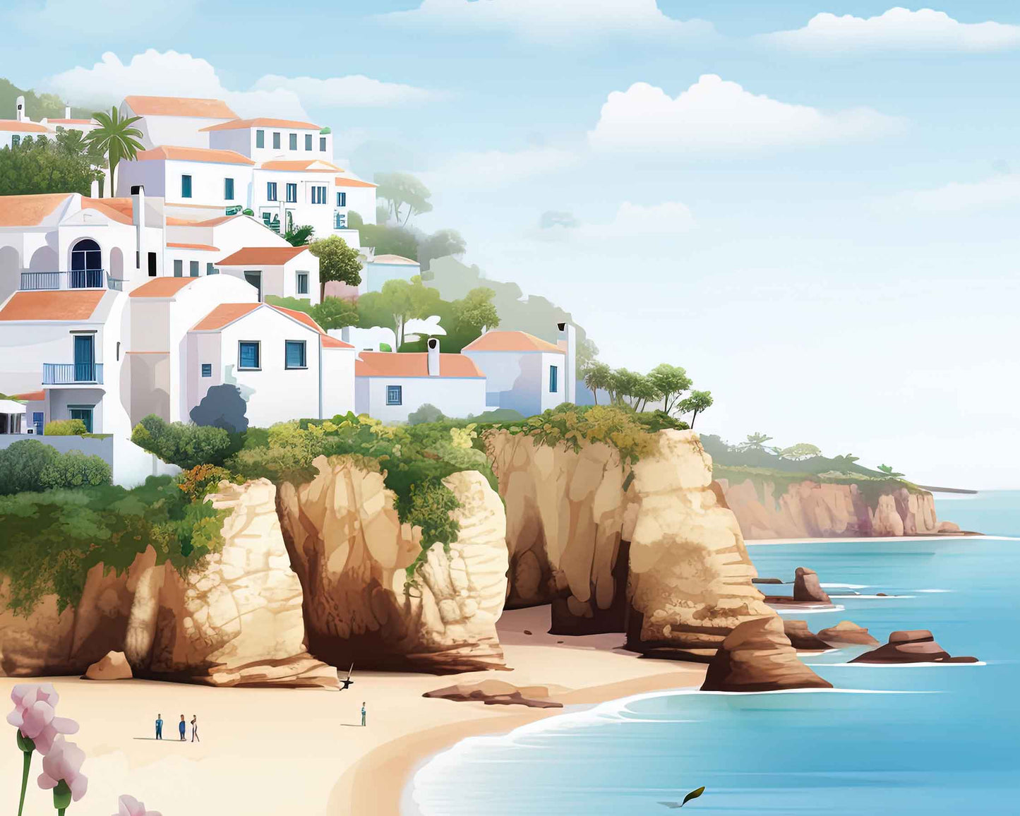 Framed Image of Algarve Portugal Travel Posters Wall Art Illustration Prints