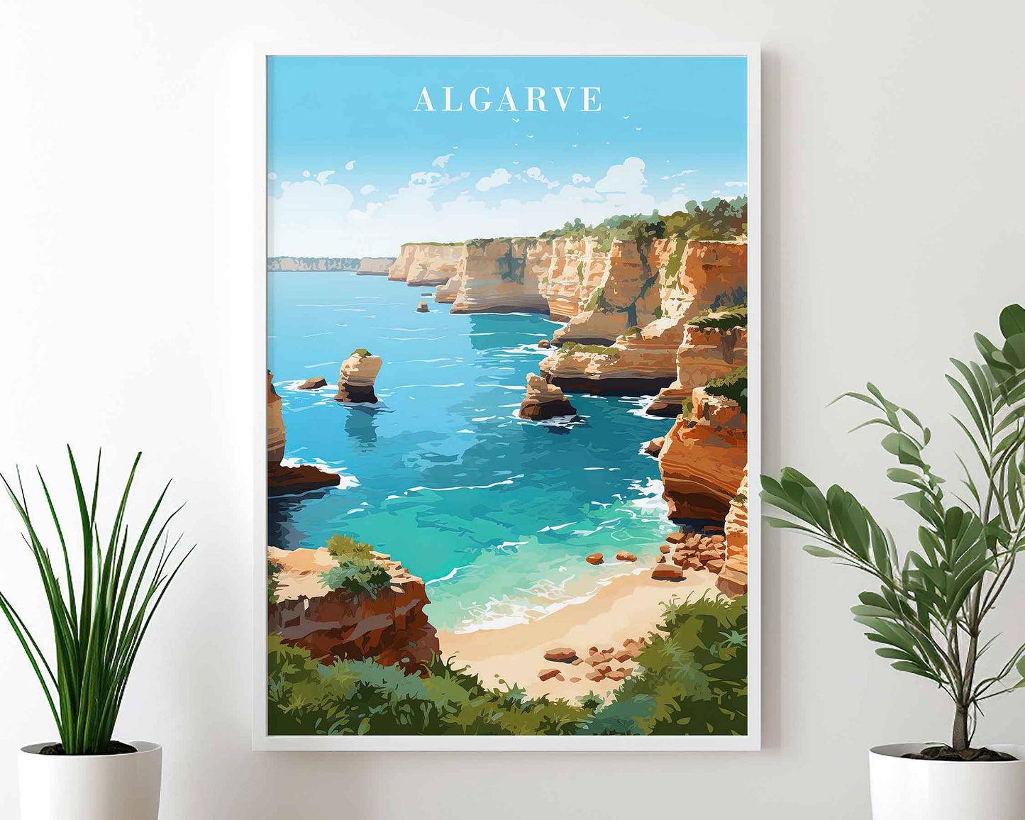 Framed Image of Algarve Portugal Wall Art Travel Poster Prints Illustration