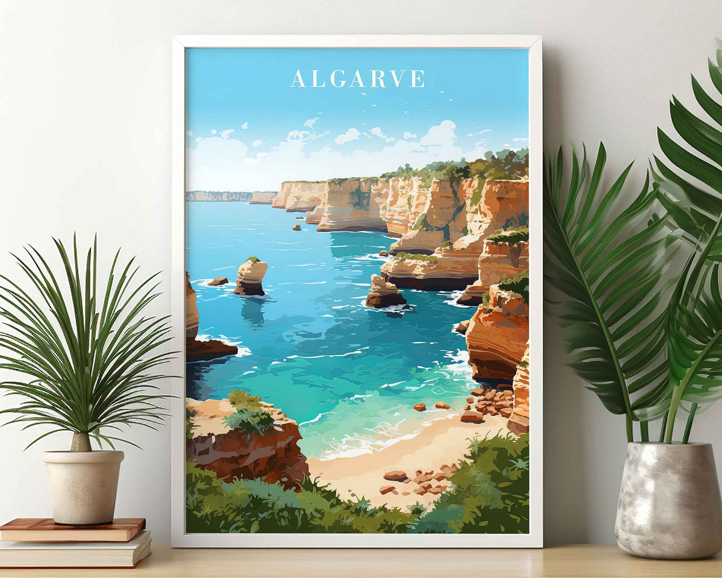 Framed Image of Algarve Portugal Wall Art Travel Poster Prints Illustration