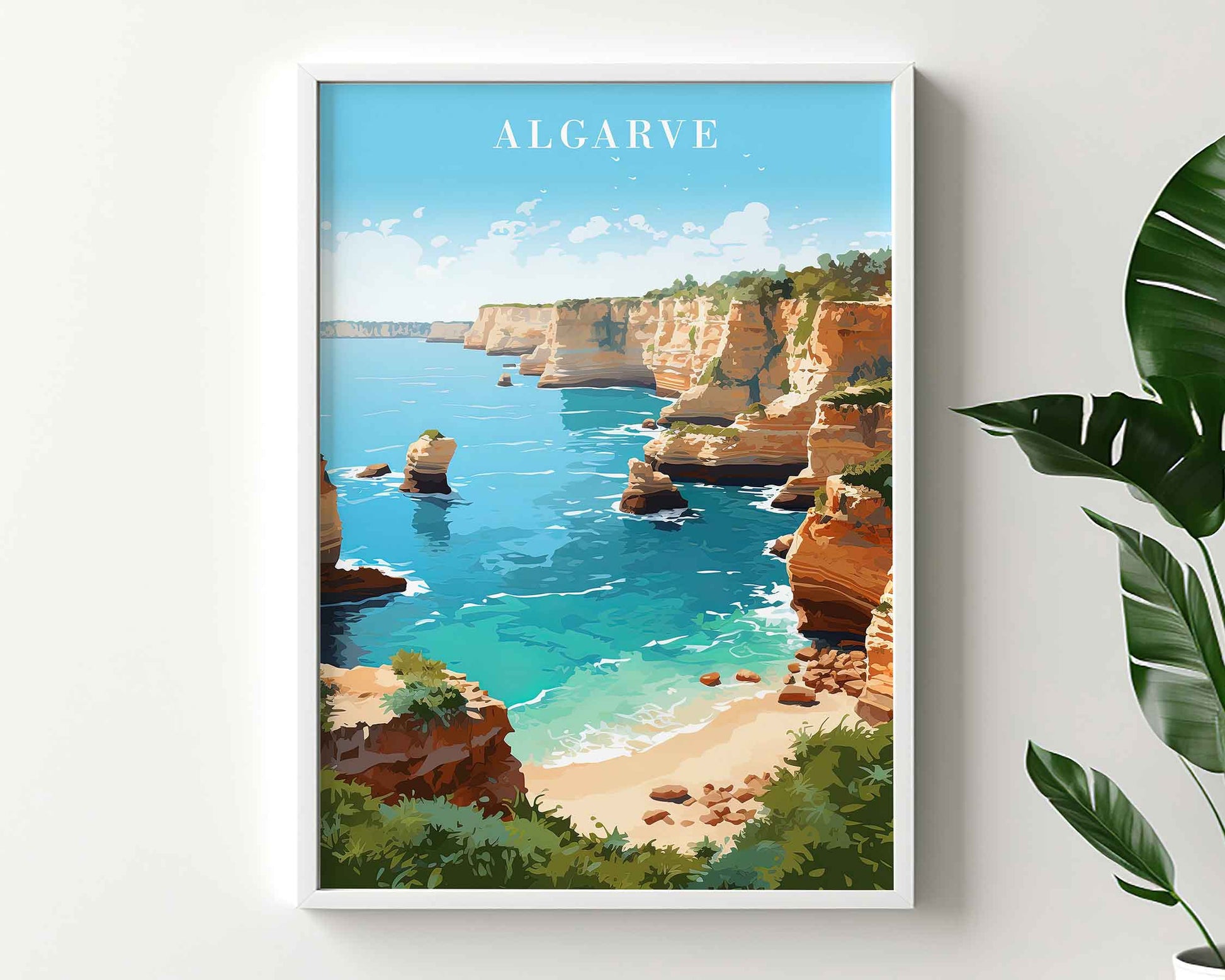 Framed Image of Algarve Portugal Wall Art Travel Poster Prints Illustration