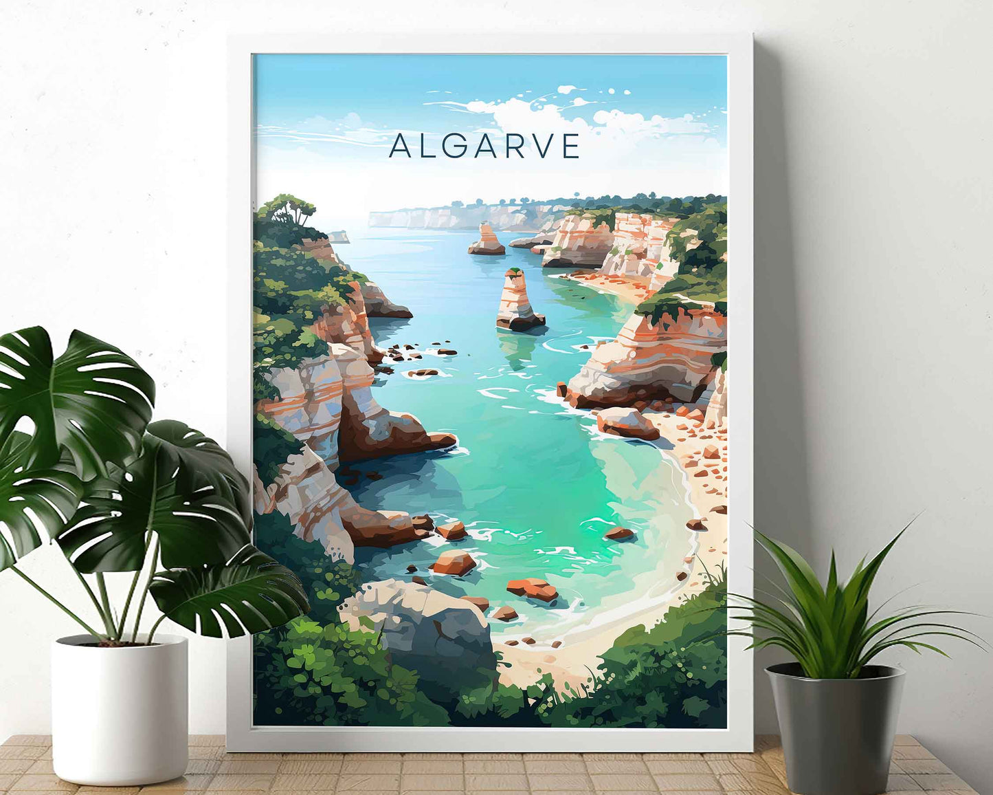 Framed Image of Algarve Wall Art Portugal Travel Poster Prints Illustration