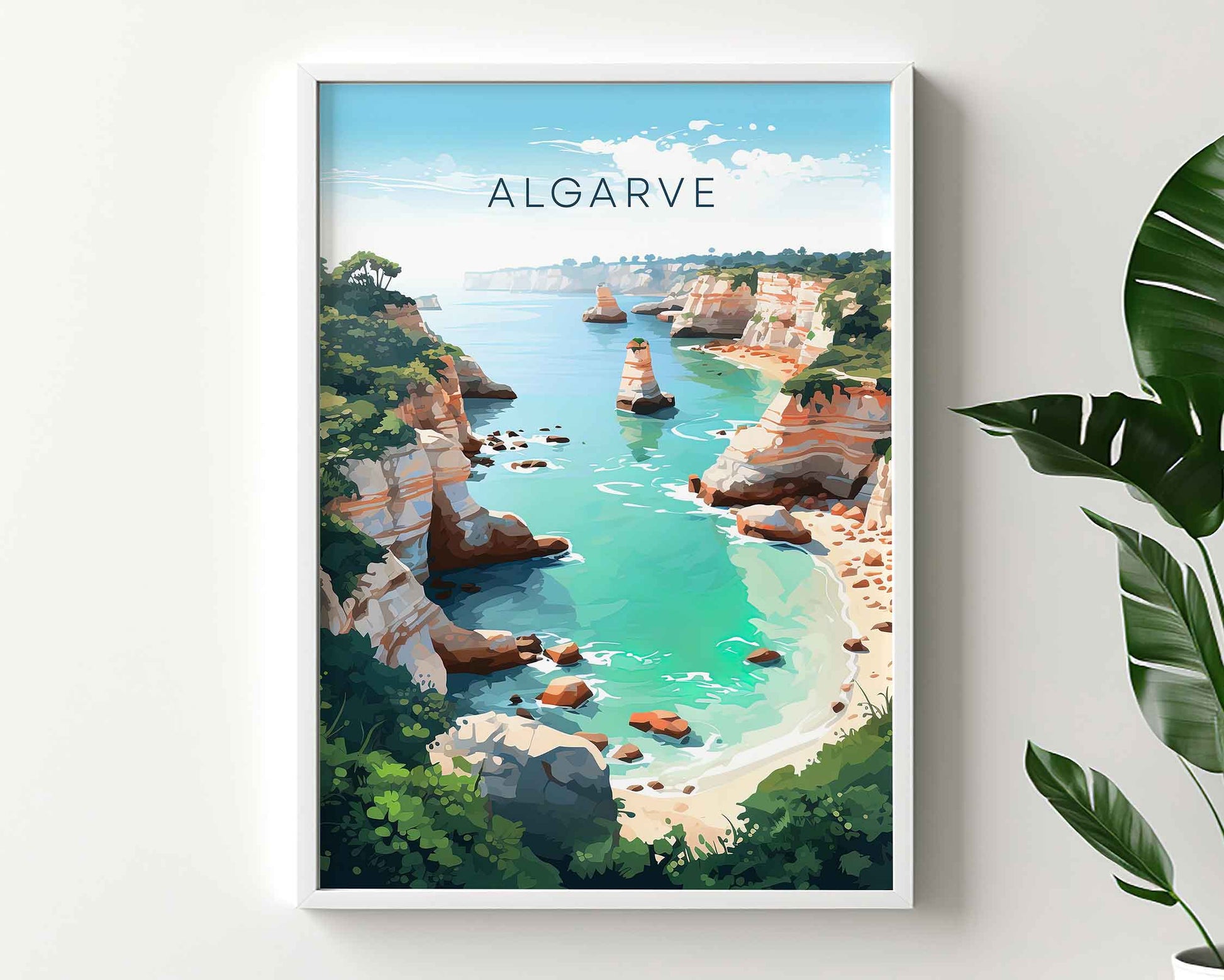 Framed Image of Algarve Wall Art Portugal Travel Poster Prints Illustration