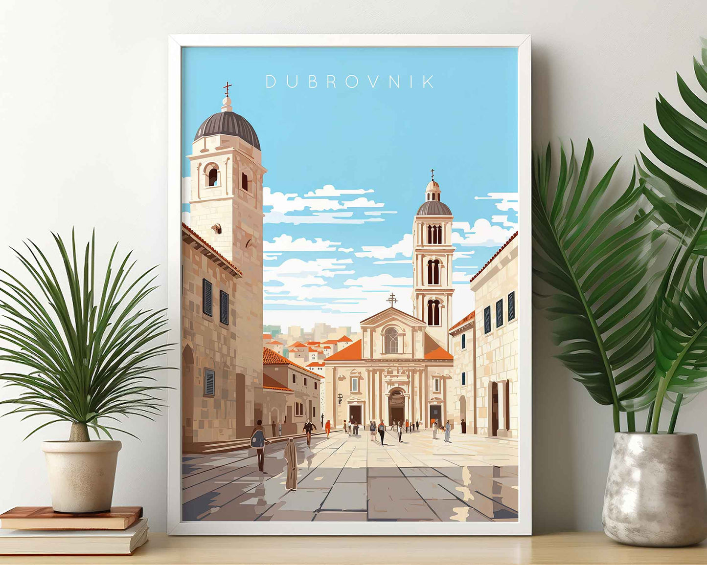 Framed Image of Dubrovnik Croatia Illustration Travel Poster Prints Wall Art