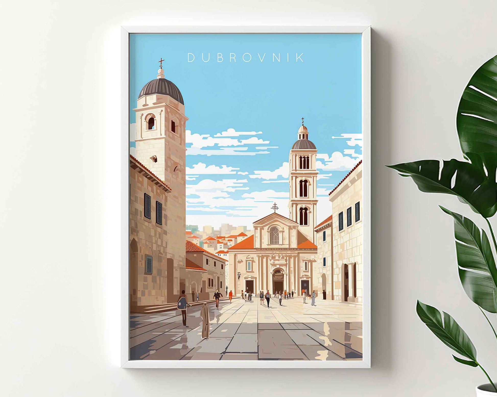 Framed Image of Dubrovnik Croatia Illustration Travel Poster Prints Wall Art