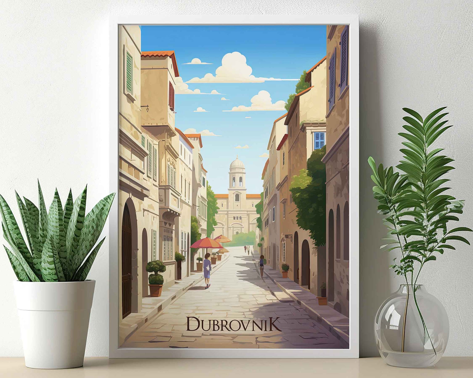 Framed Image of Dubrovnik Croatia Wall Art Travel Poster Prints Illustration