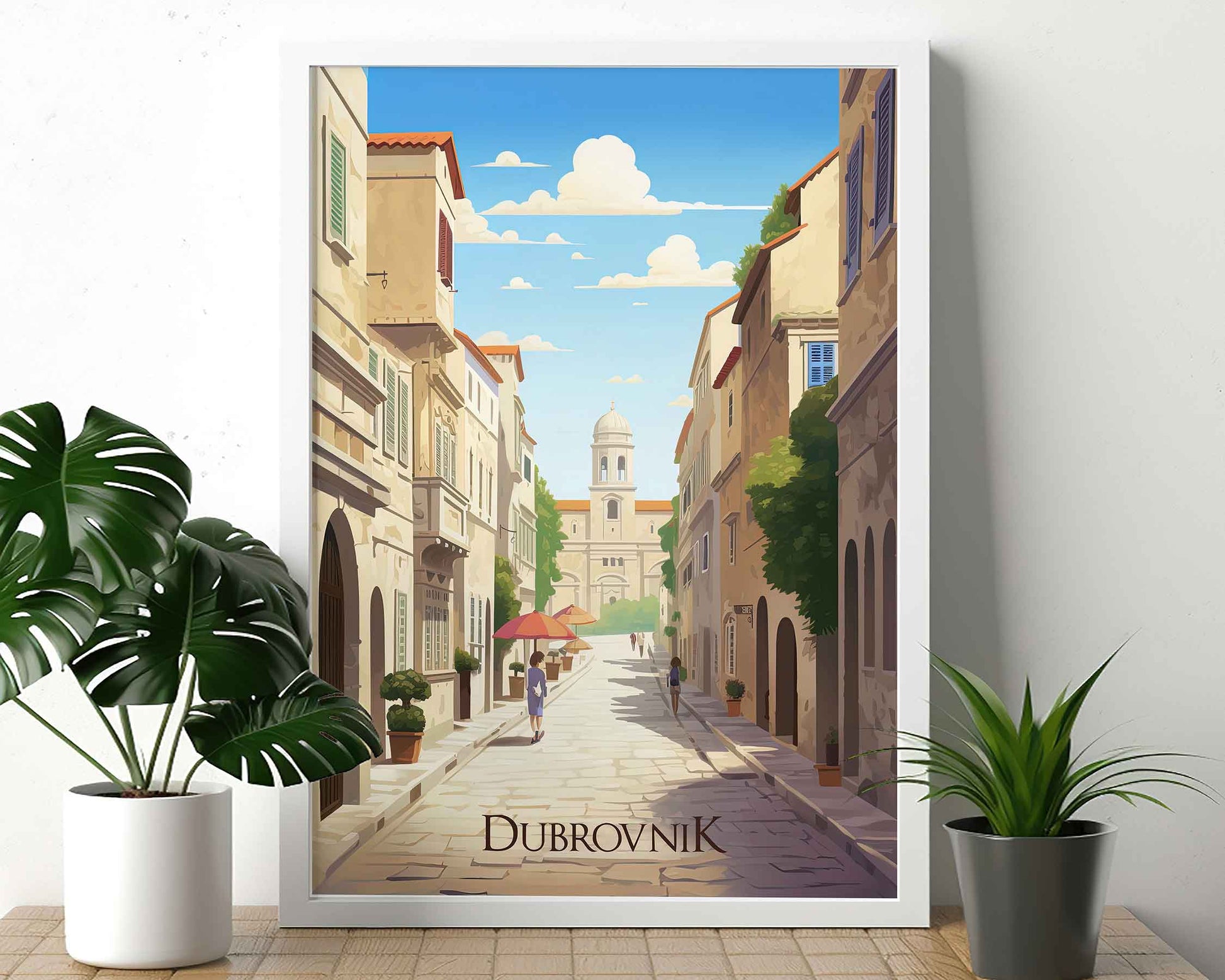 Framed Image of Dubrovnik Croatia Wall Art Travel Poster Prints Illustration