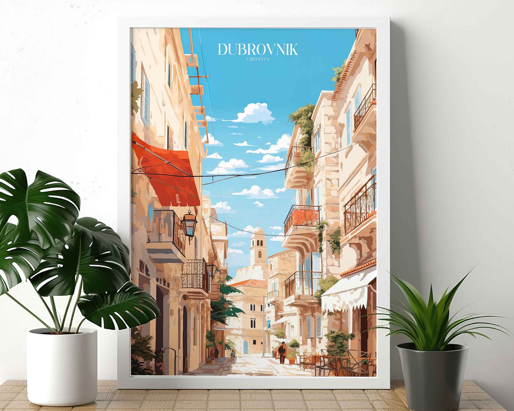 Framed Image of Dubrovnik Croatia Wall Art Travel Print Posters Illustration