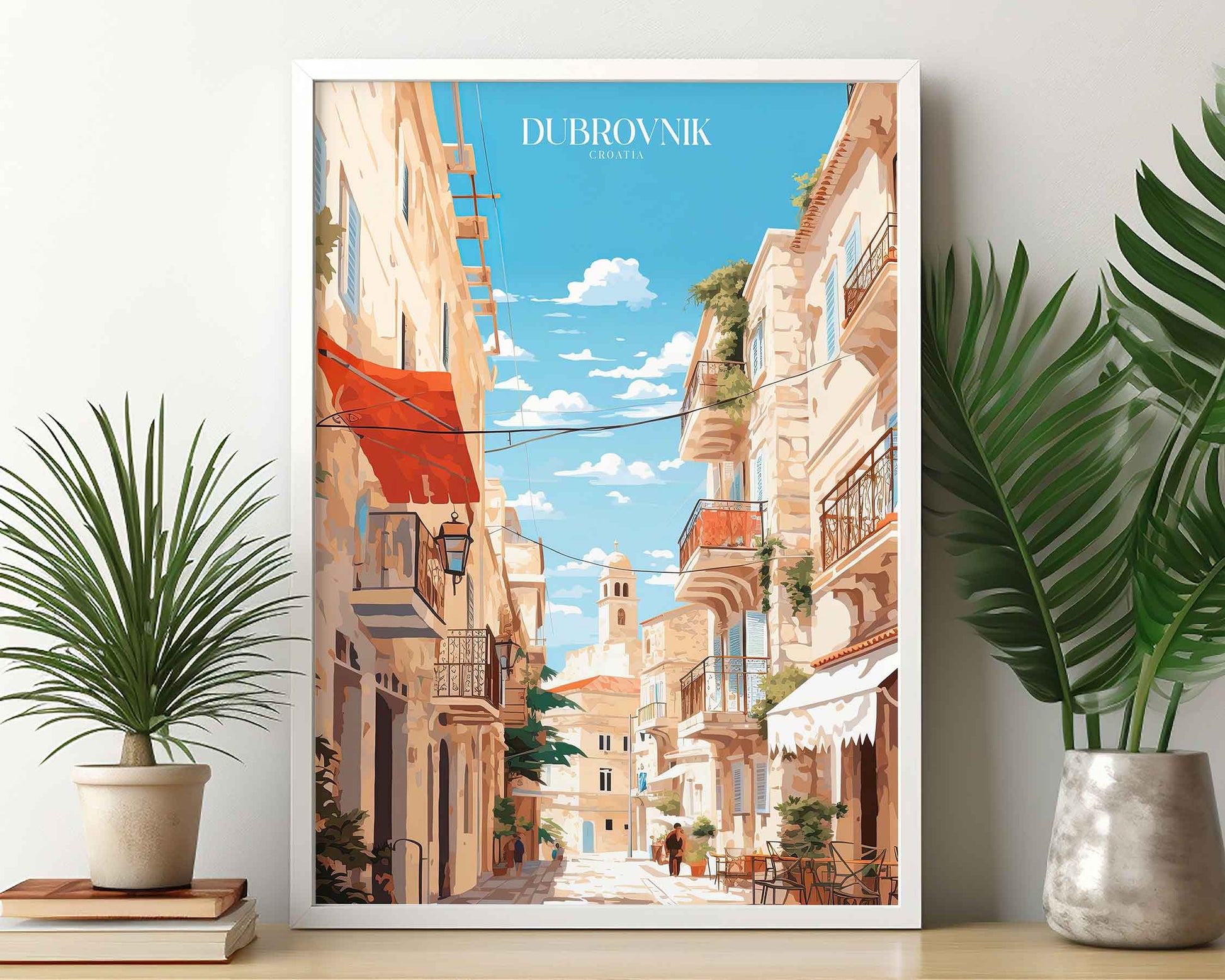 Framed Image of Dubrovnik Croatia Wall Art Travel Print Posters Illustration