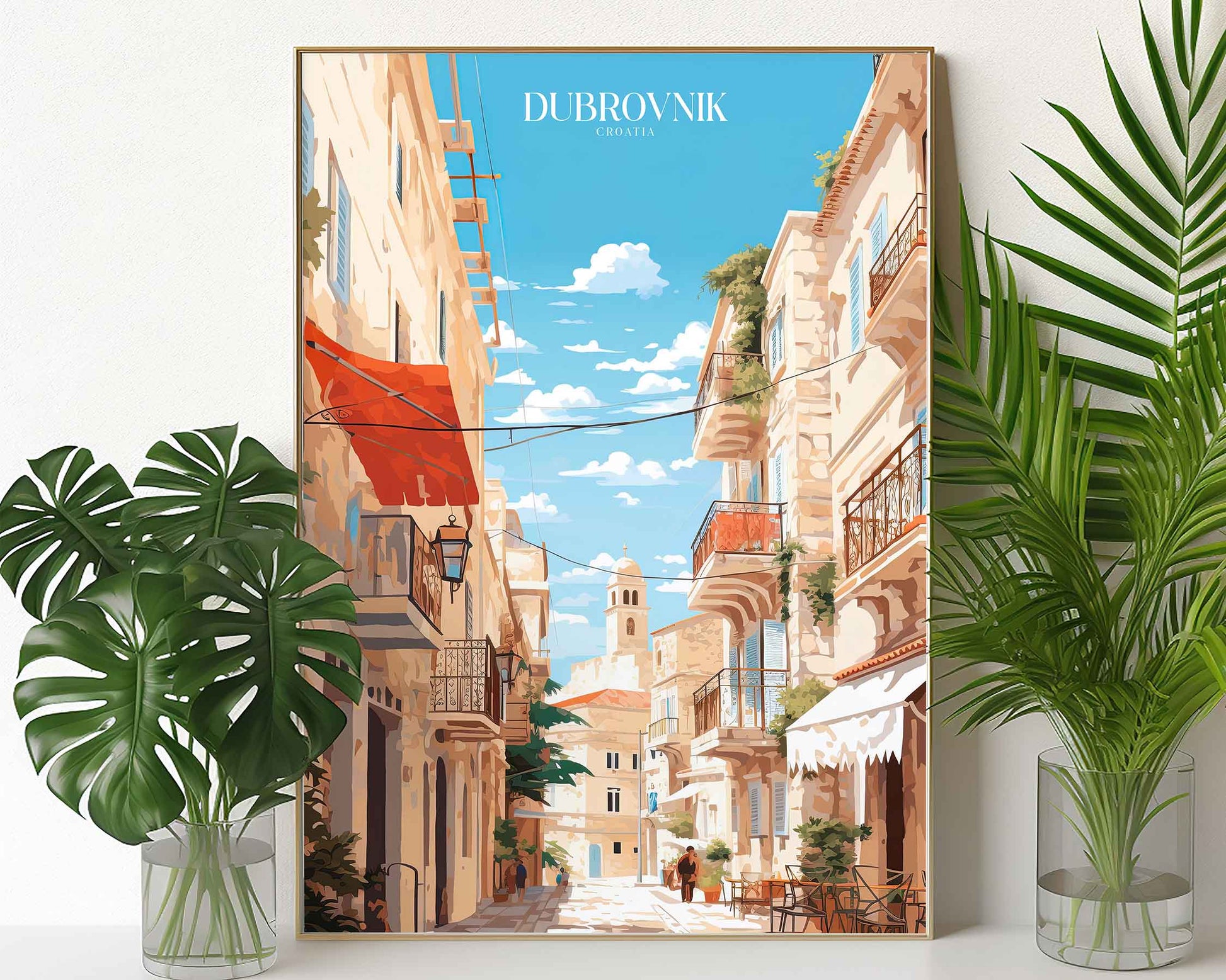 Framed Image of Dubrovnik Croatia Wall Art Travel Print Posters Illustration