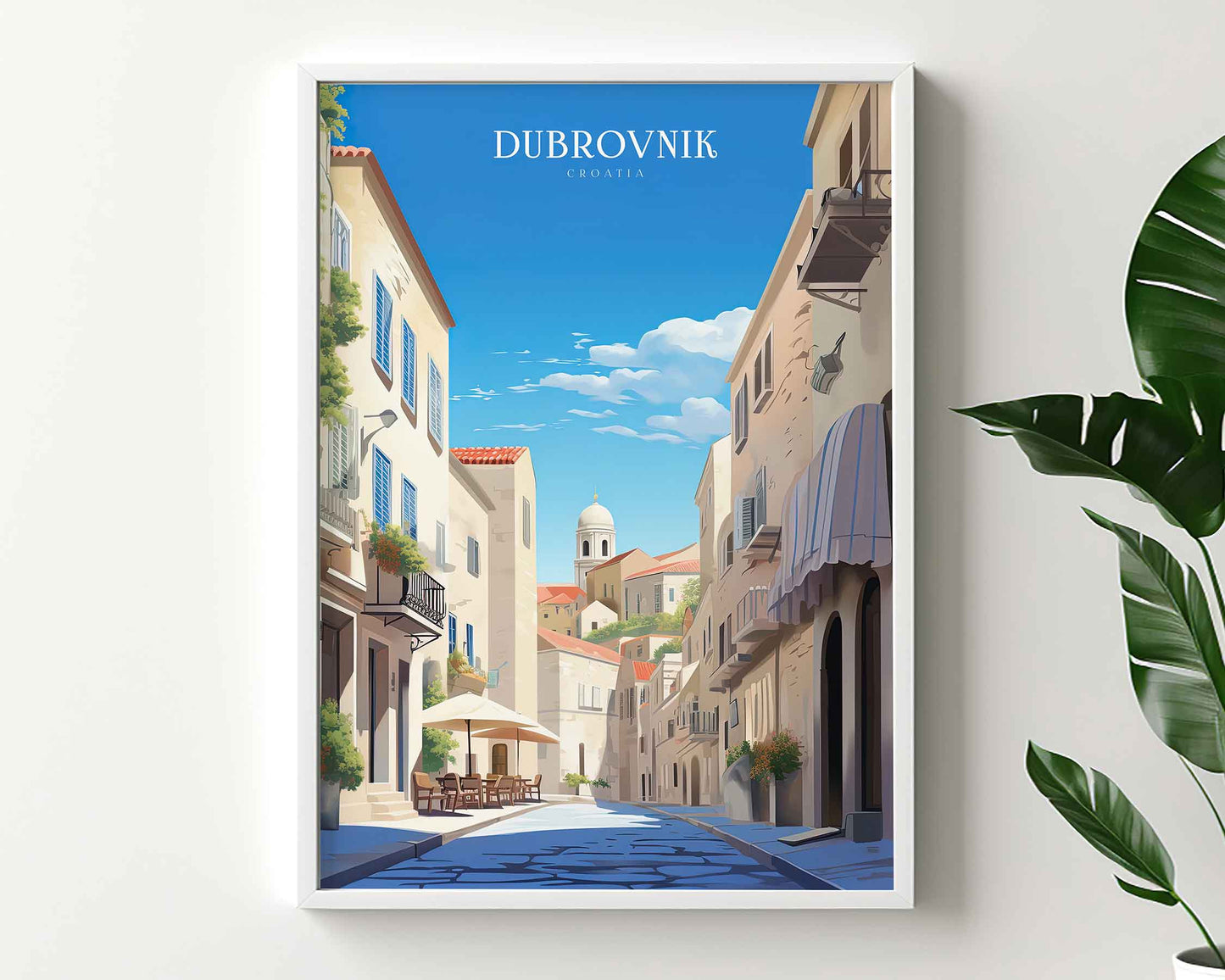 Framed Image of Dubrovnik Croatia Wall Art Print Travel Posters Illustration