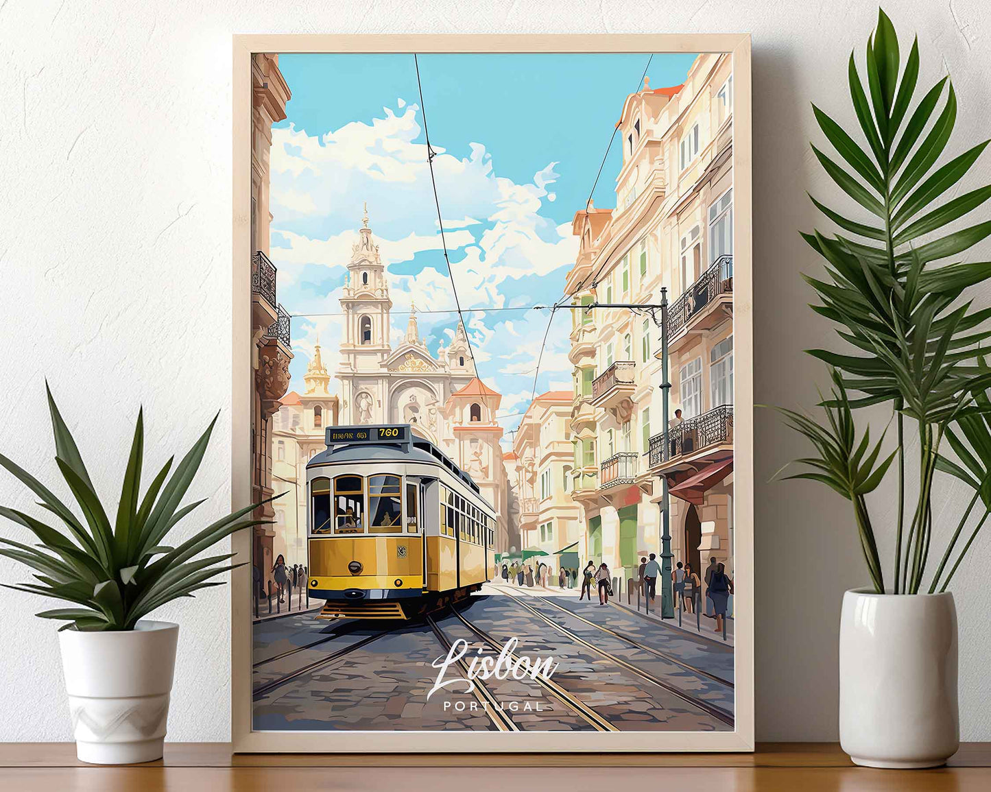 Framed Image of Lisbon Portugal Travel Poster Prints Illustration Wall Art