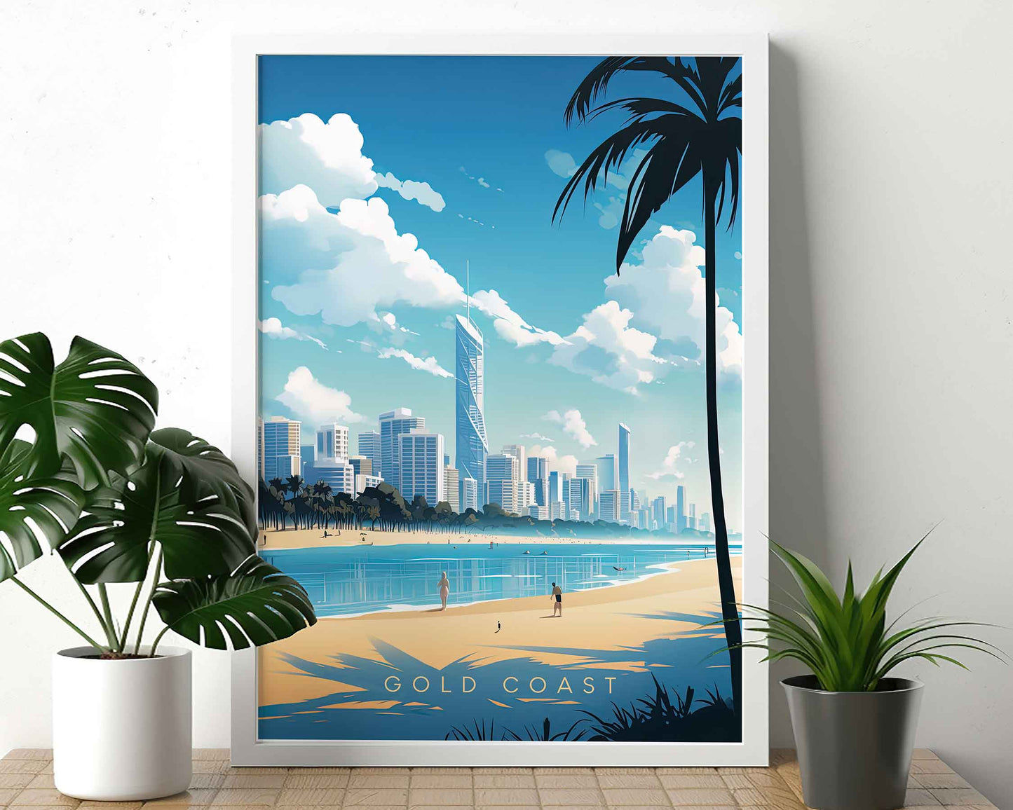 Framed Image of Gold Coast Australia Travel Wall Art Poster Prints Illustration