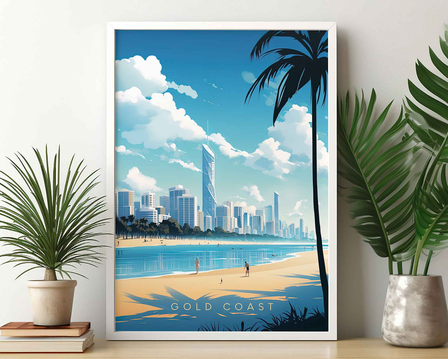 Framed Image of Gold Coast Australia Travel Wall Art Poster Prints Illustration