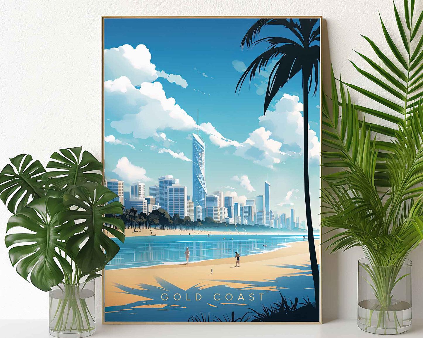 Framed Image of Gold Coast Australia Travel Wall Art Poster Prints Illustration