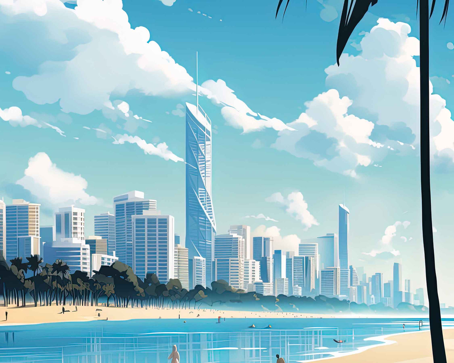 Framed Image of Gold Coast Australia Travel Wall Art Poster Prints Illustration