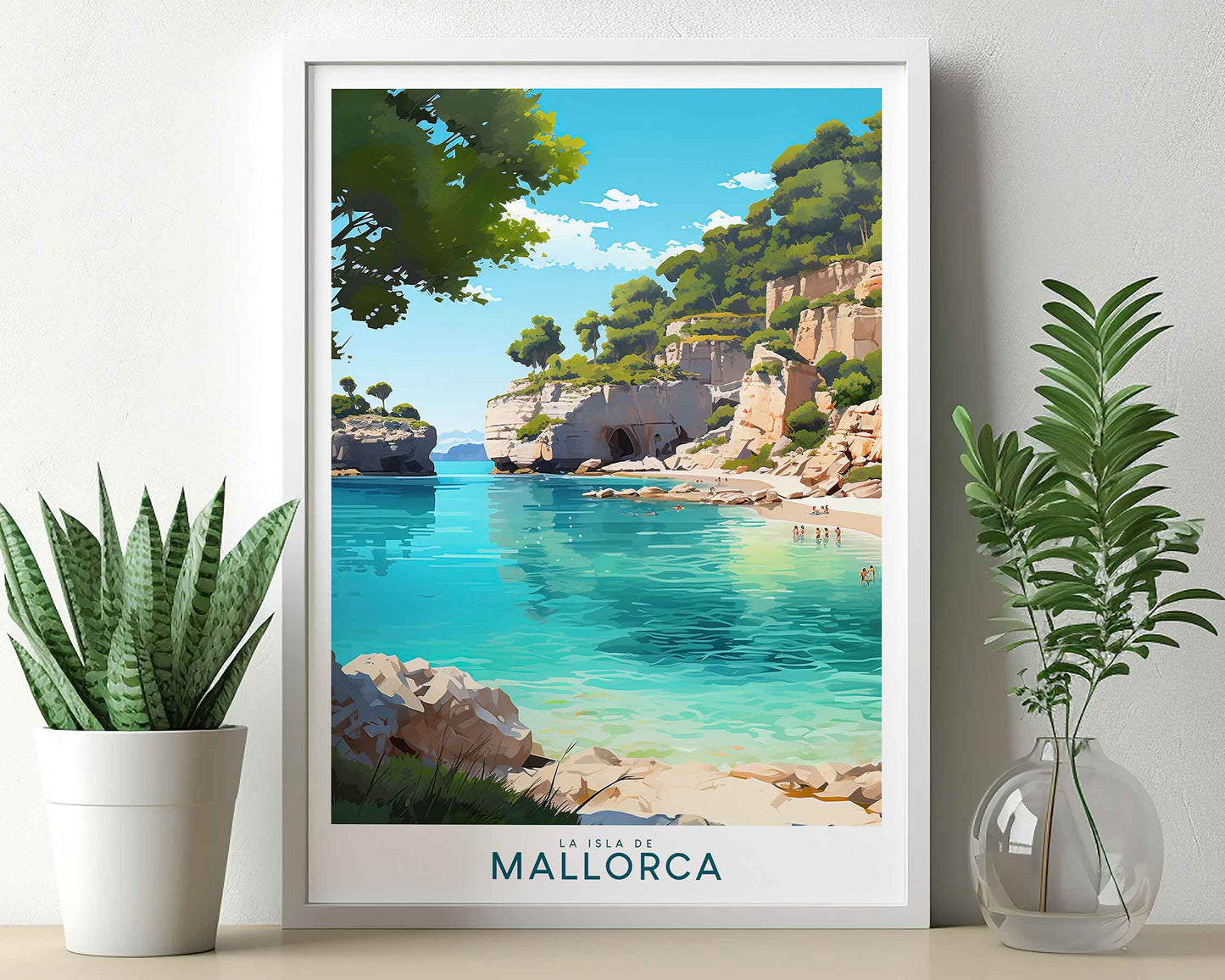 Framed Image of Mallorca Spain Travel Poster Prints Illustration Wall Art