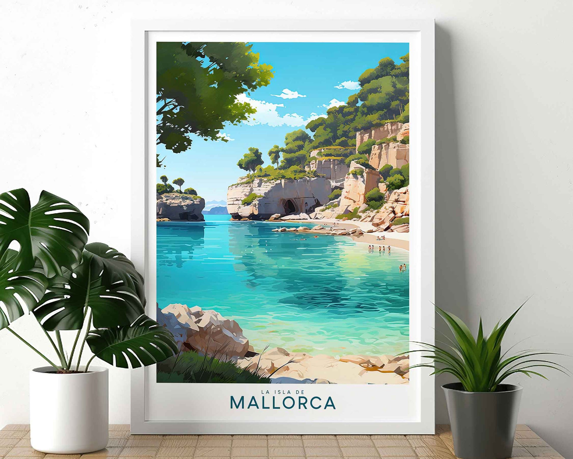 Framed Image of Mallorca Spain Travel Poster Prints Illustration Wall Art