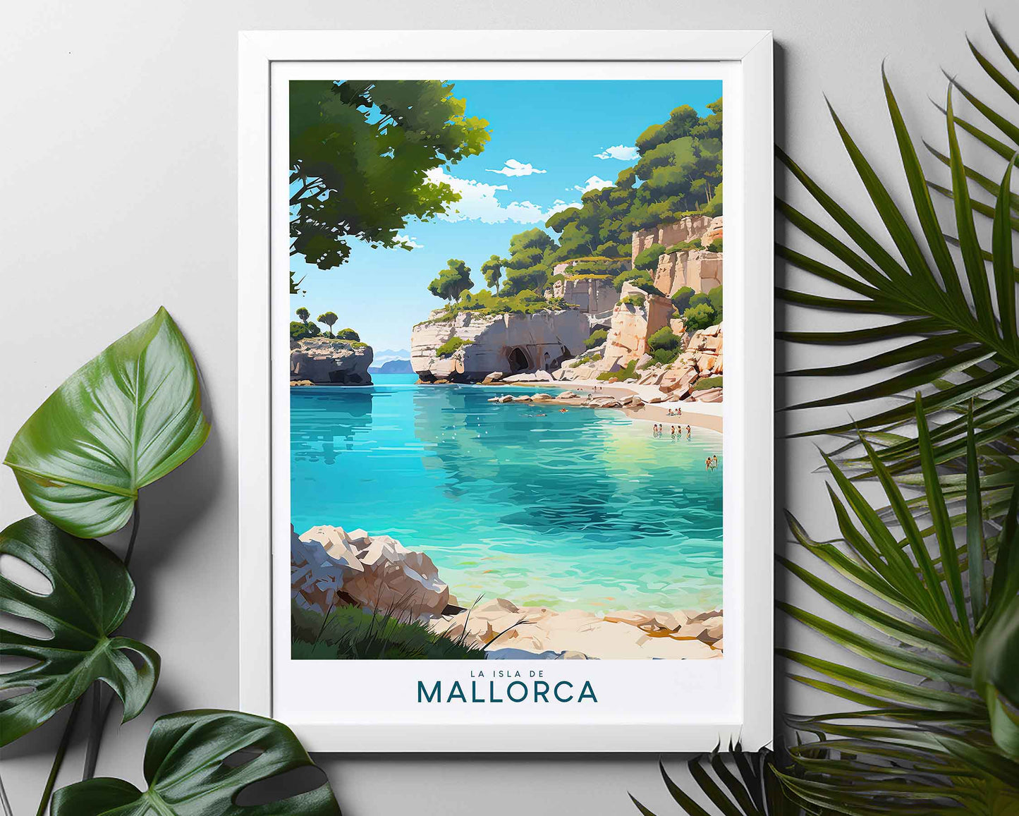 Framed Image of Mallorca Spain Travel Poster Prints Illustration Wall Art