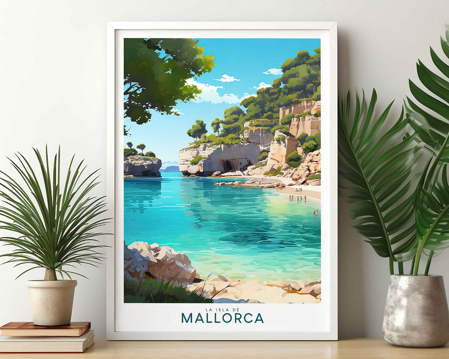 Framed Image of Mallorca Spain Travel Poster Prints Illustration Wall Art