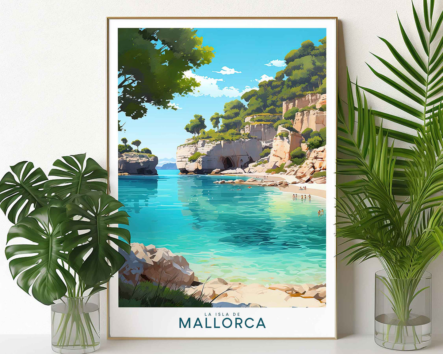 Framed Image of Mallorca Spain Travel Poster Prints Illustration Wall Art