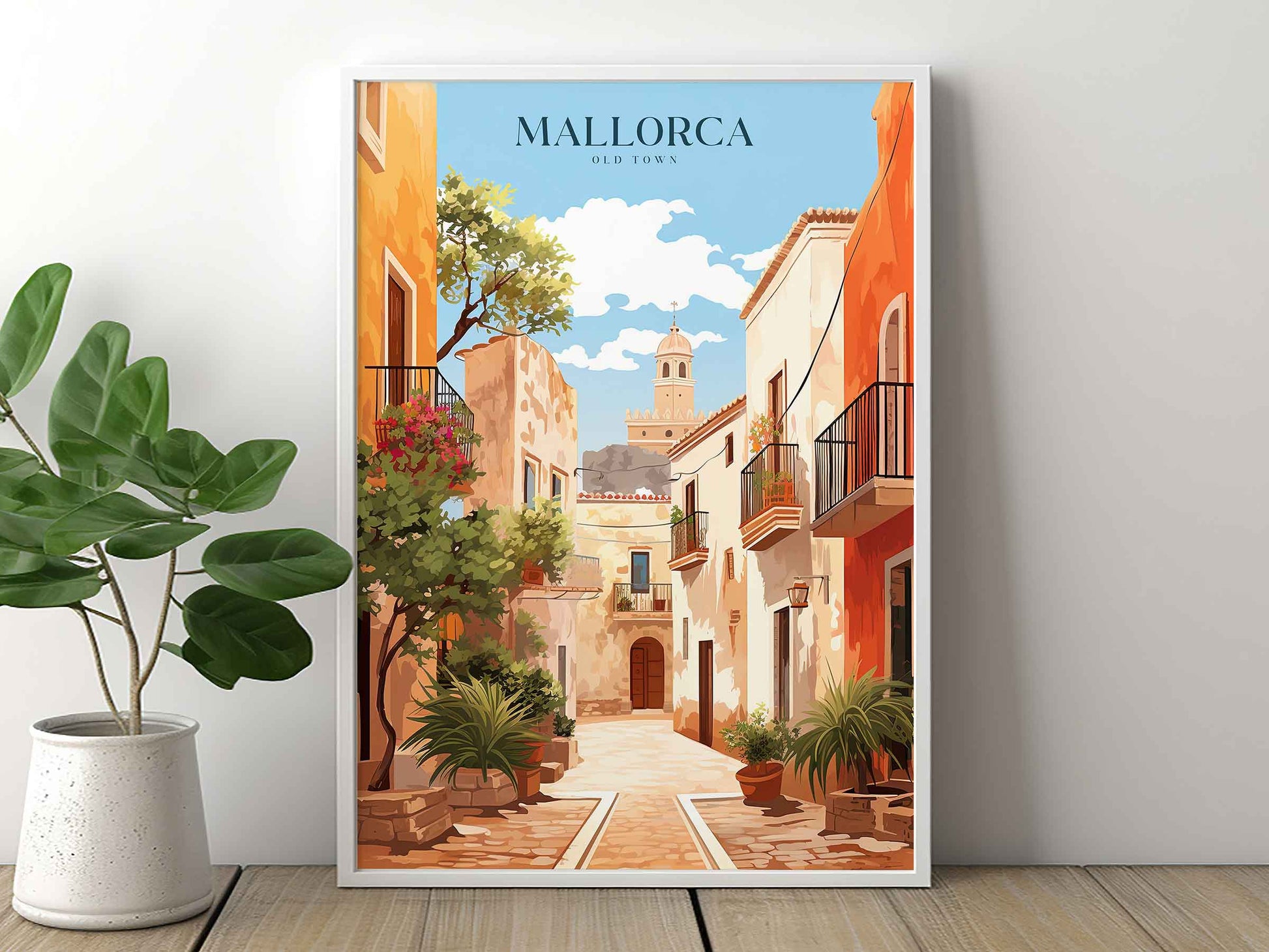 Framed Image of Mallorca Spain Travel Poster Wall Art Prints Illustration