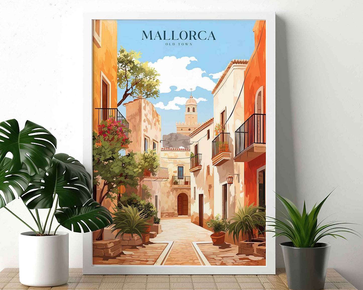 Framed Image of Mallorca Spain Travel Poster Wall Art Prints Illustration