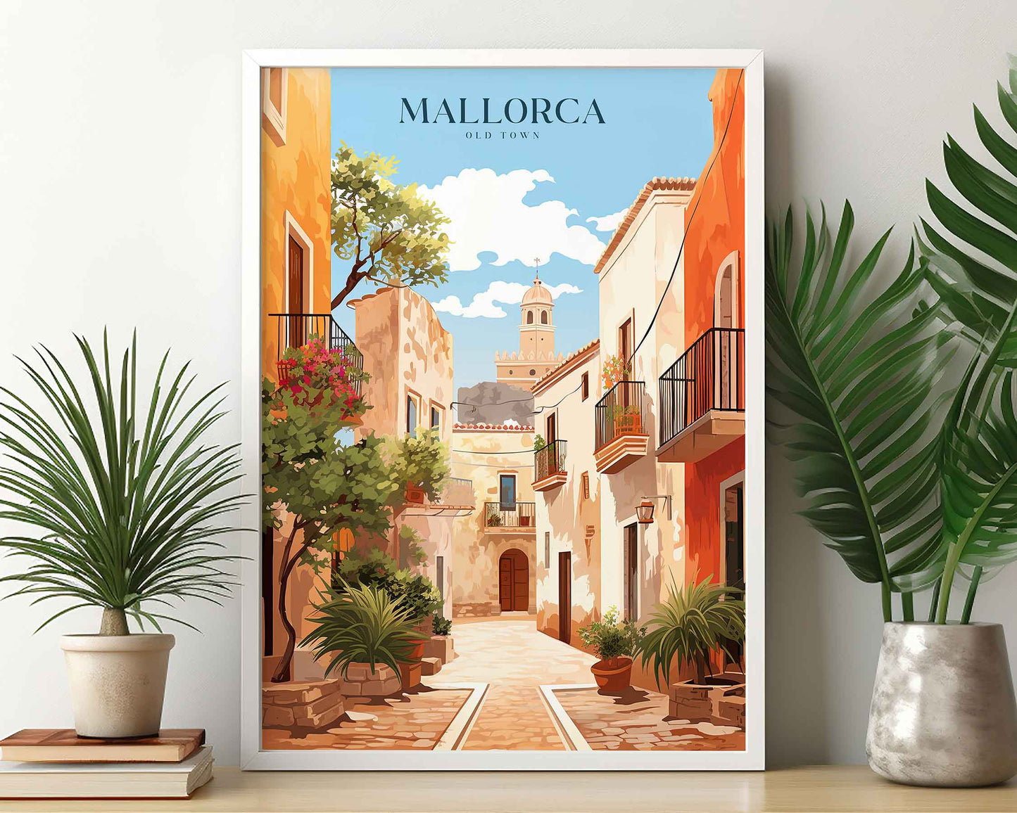 Framed Image of Mallorca Spain Travel Poster Wall Art Prints Illustration