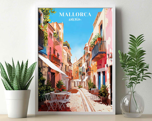 Framed Image of Mallorca Spain Travel Wall Art Poster Prints Illustration