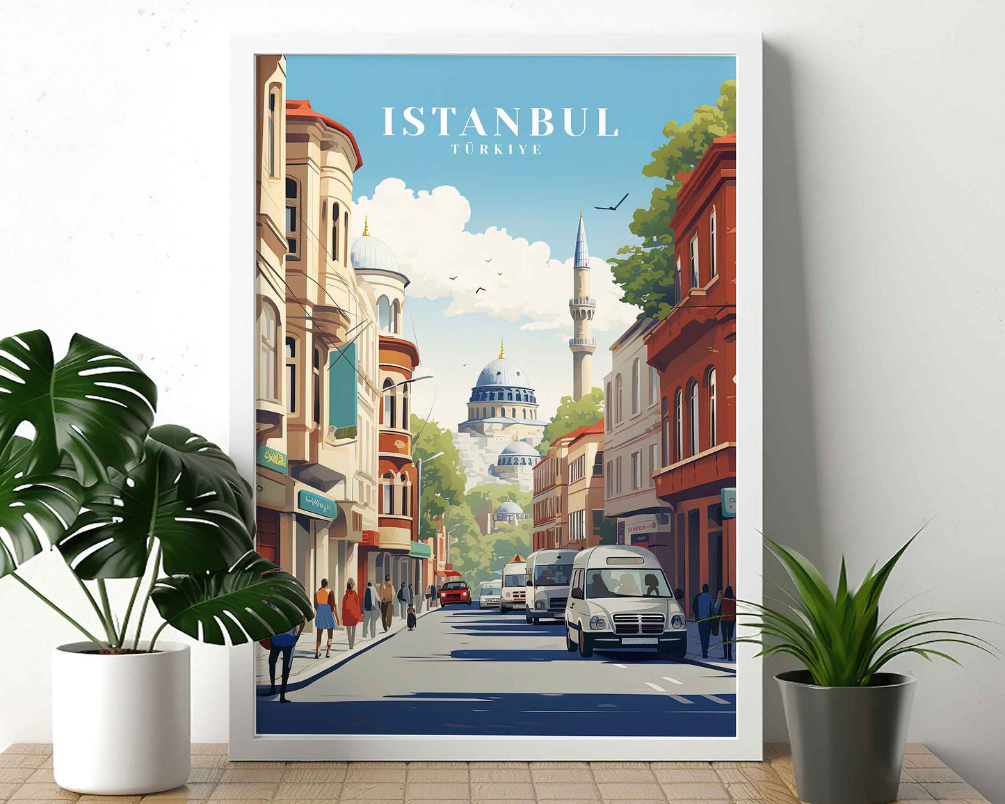 Framed Image of Istanbul Turkey Wall Art Travel Poster Prints Illustration