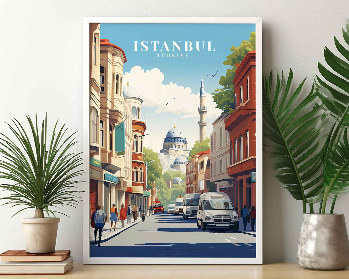 Framed Image of Istanbul Turkey Wall Art Travel Poster Prints Illustration