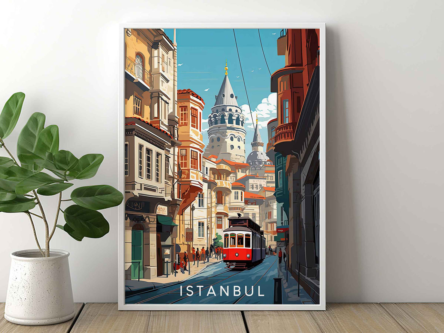 Framed Image of Istanbul Turkey Wall Art Print Travel Posters Illustration