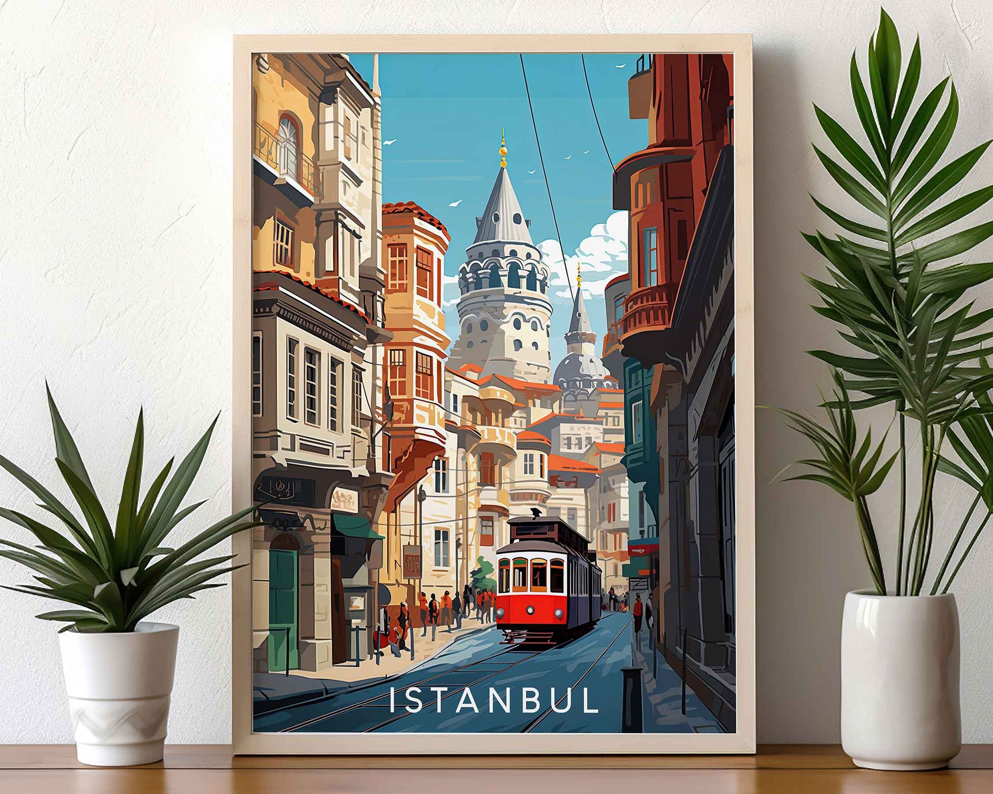 Framed Image of Istanbul Turkey Wall Art Print Travel Posters Illustration