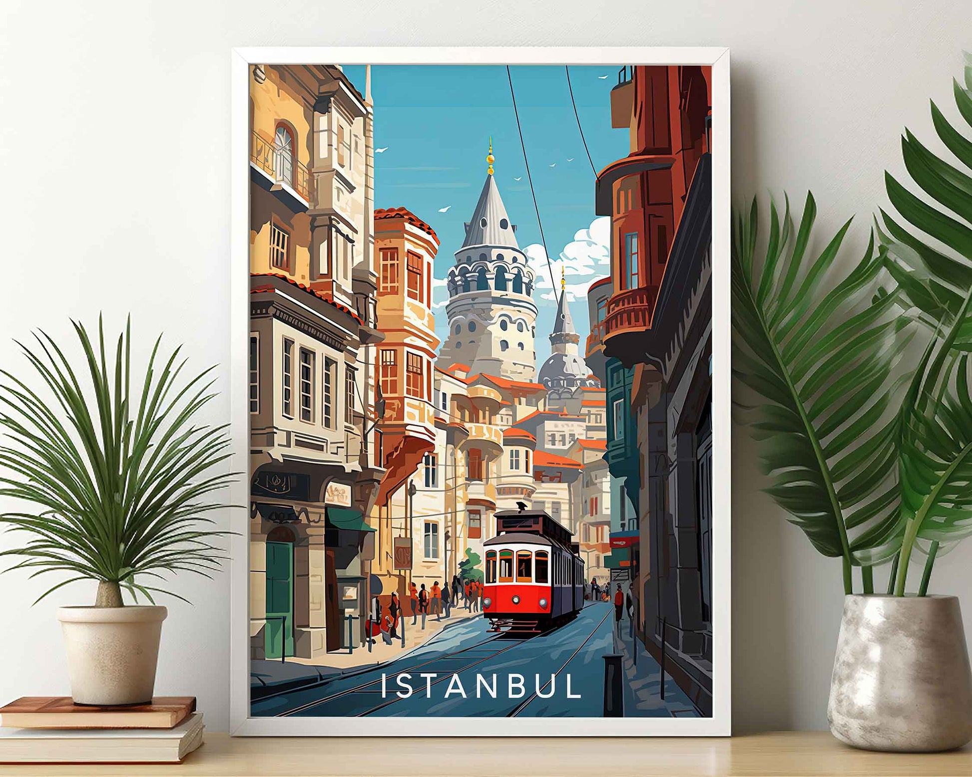 Framed Image of Istanbul Turkey Wall Art Print Travel Posters Illustration