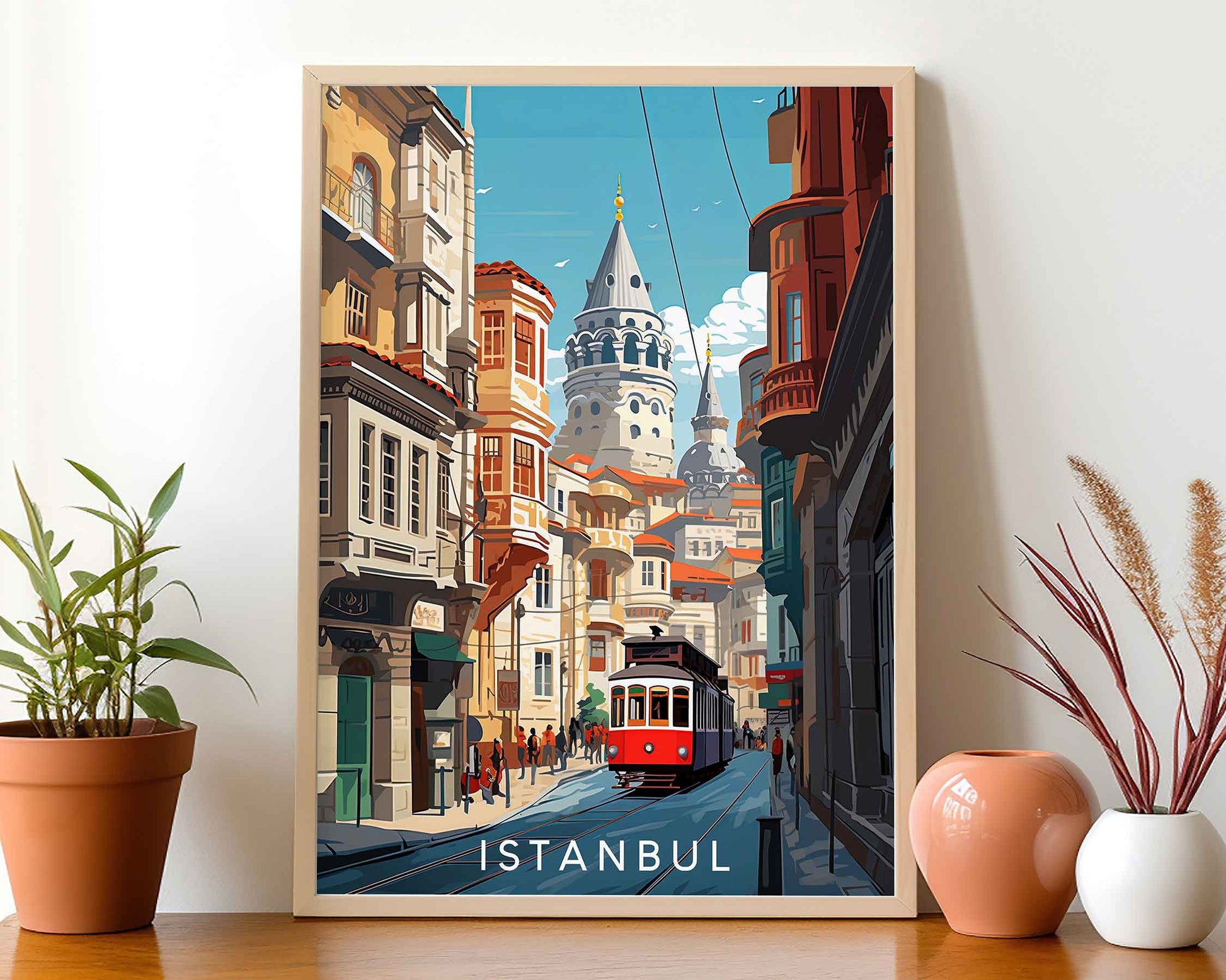 Framed Image of Istanbul Turkey Wall Art Print Travel Posters Illustration