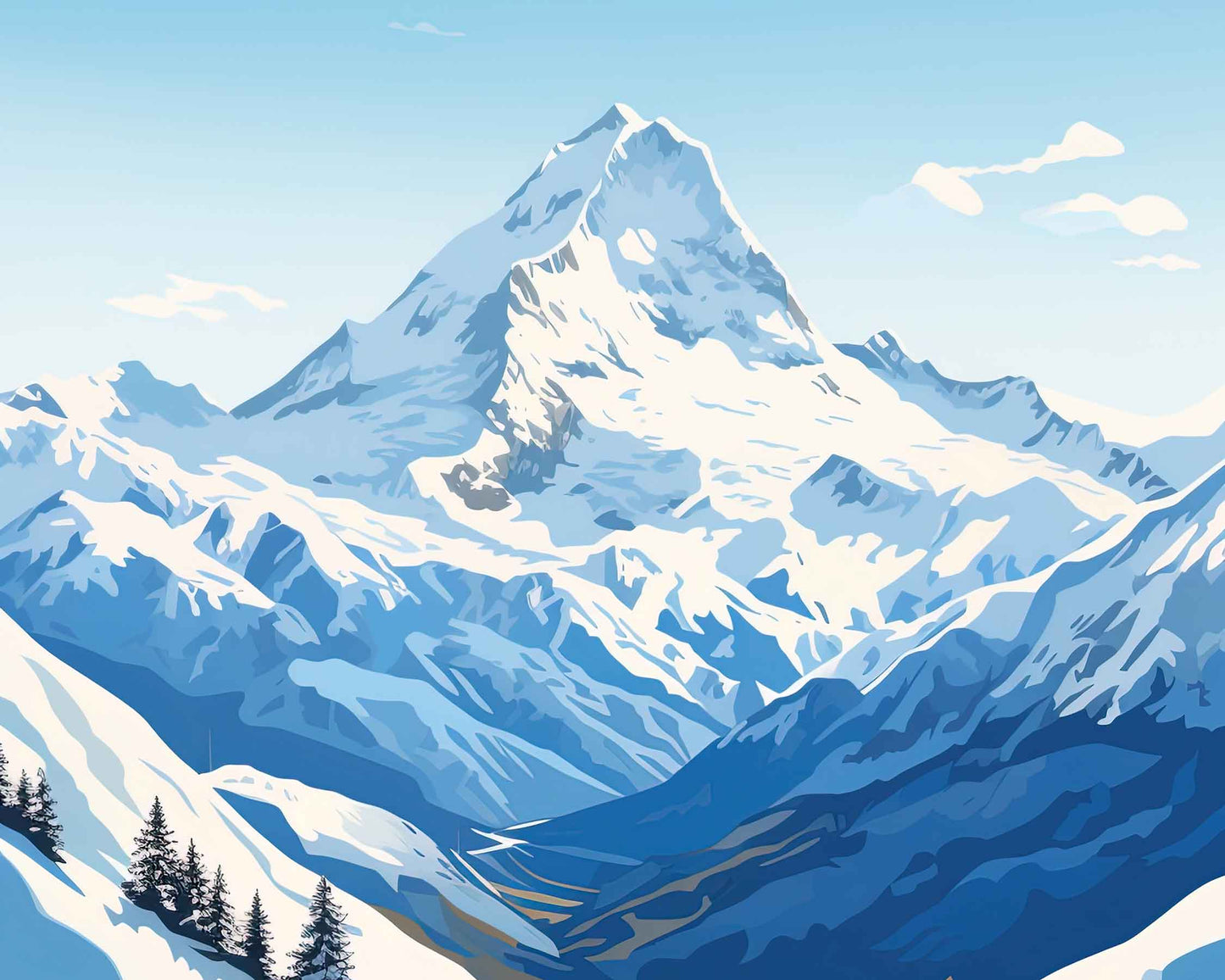 Framed Image of Swiss Alps Switzerland Travel Wall Art Poster Prints Illustration