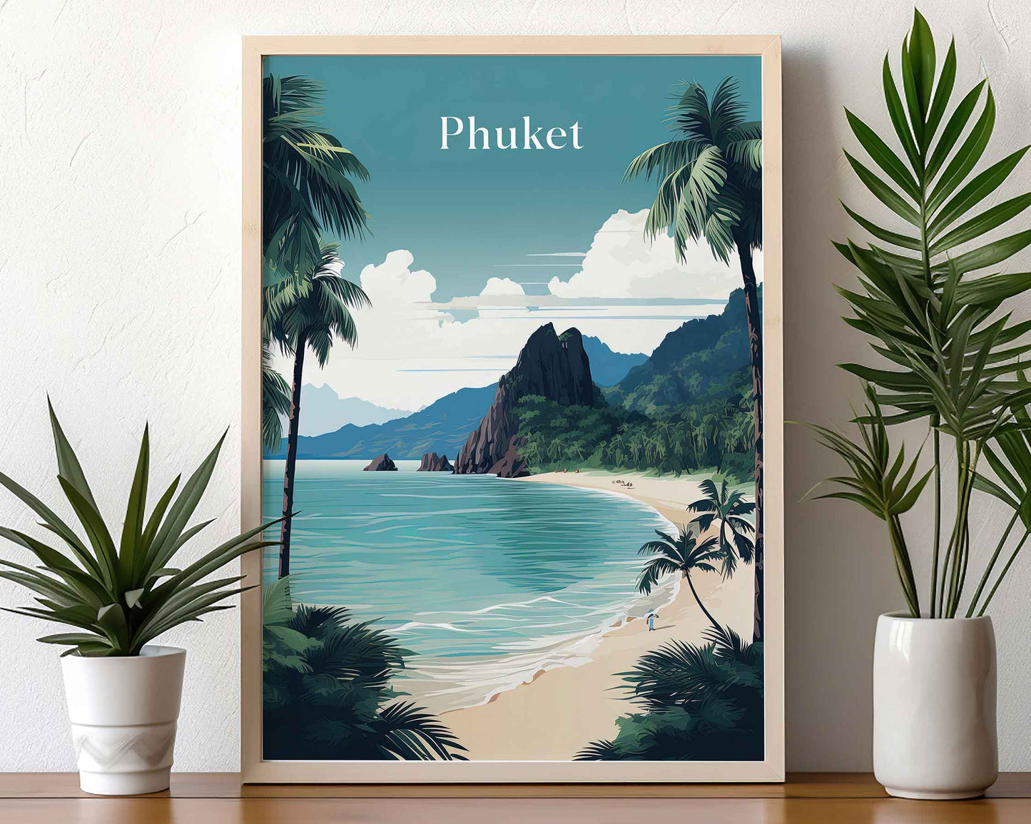 Framed Image of Phuket Thailand Wall Art Travel Print Posters Illustration