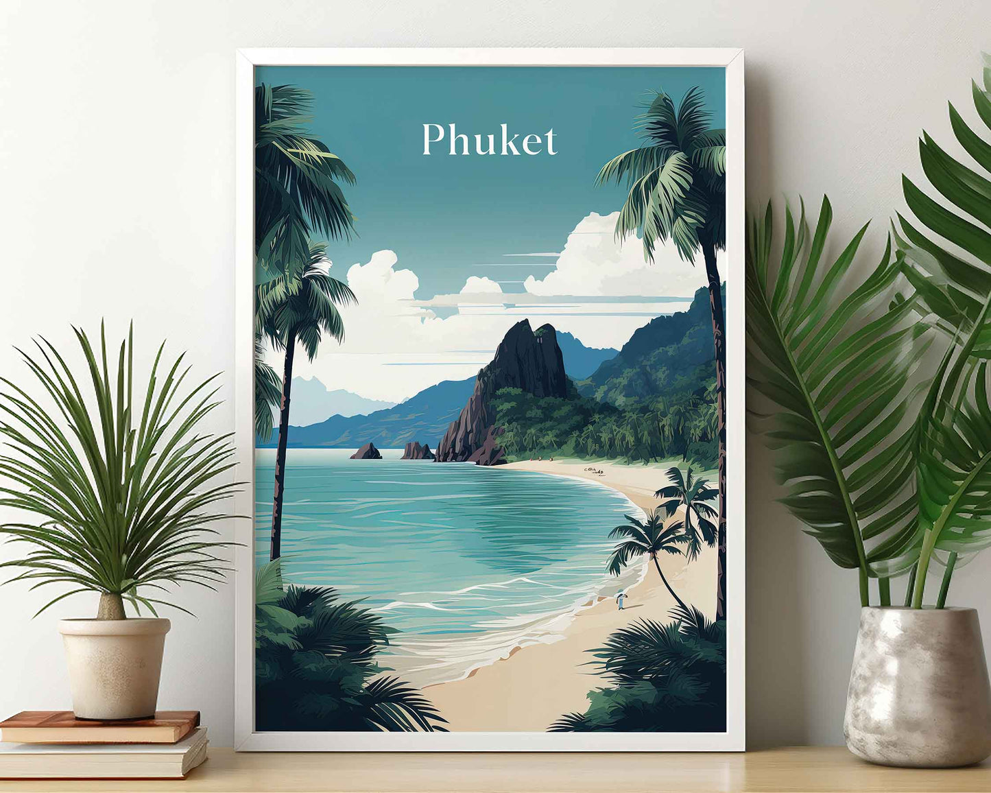 Framed Image of Phuket Thailand Wall Art Travel Print Posters Illustration